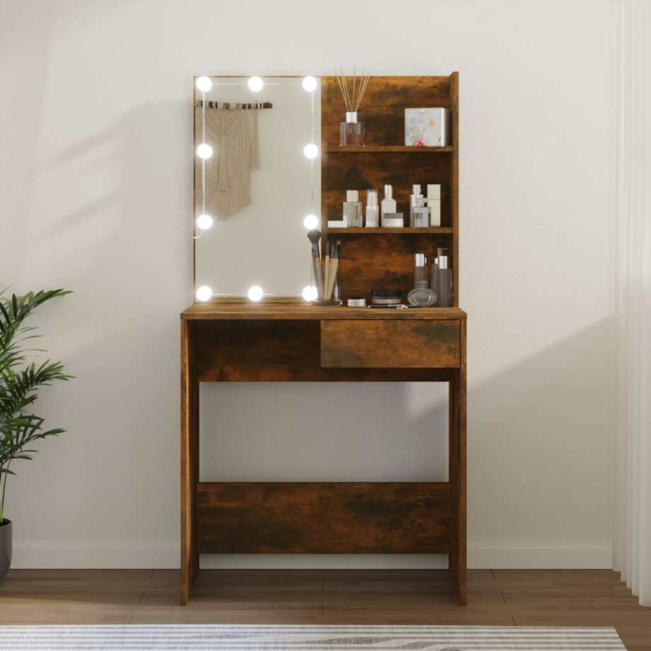 vidaXL Kaptafel met LED-verlichting 74,5x40x141 cm bruin eikenkleur afbeelding 1