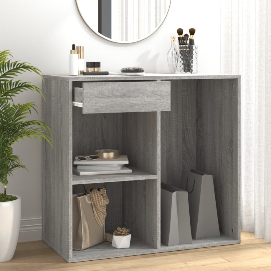 vidaXL Cosmeticakast 80x40x75 cm bewerkt hout grijs sonoma eikenkleur vidaXL Cosmeticakast 80x40x75 cm bewerkt hout grijs sonoma eikenkleur afbeelding 1