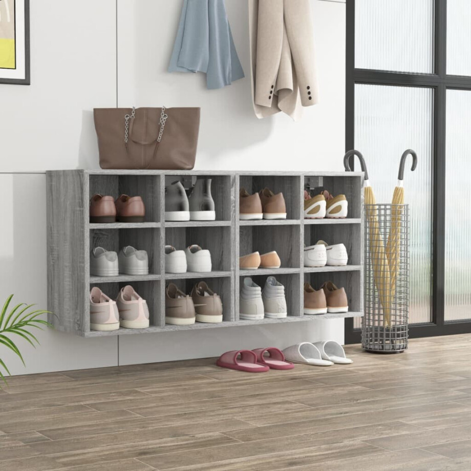 vidaXL Schoenenkasten 2 st 52,5x30x50 cm grijs sonoma eikenkleurig vidaXL Schoenenkasten 2 st 52,5x30x50 cm grijs sonoma eikenkleurig afbeelding 1