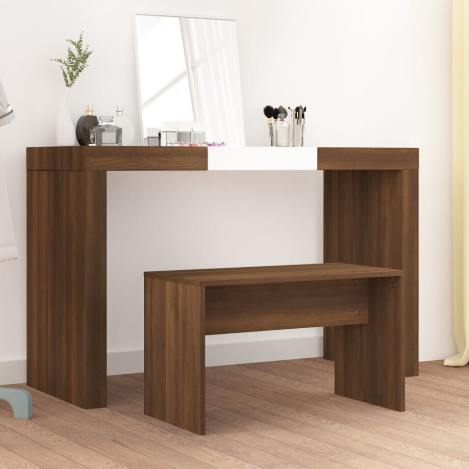 vidaXL Kaptafelkruk 70x35x45 cm bewerkt hout bruin eikenkleur vidaXL Kaptafelkruk 70x35x45 cm bewerkt hout bruin eikenkleur afbeelding 1