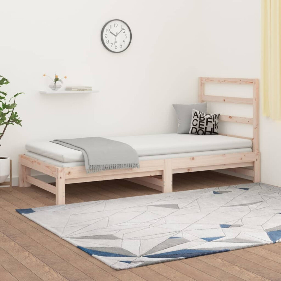 vidaXL Slaapbank uitschuifbaar massief grenenhout 2x(90x200) cm afbeelding 1