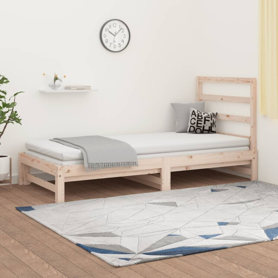 vidaXL Slaapbank uitschuifbaar massief grenenhout 2x(90x190) cm afbeelding 1