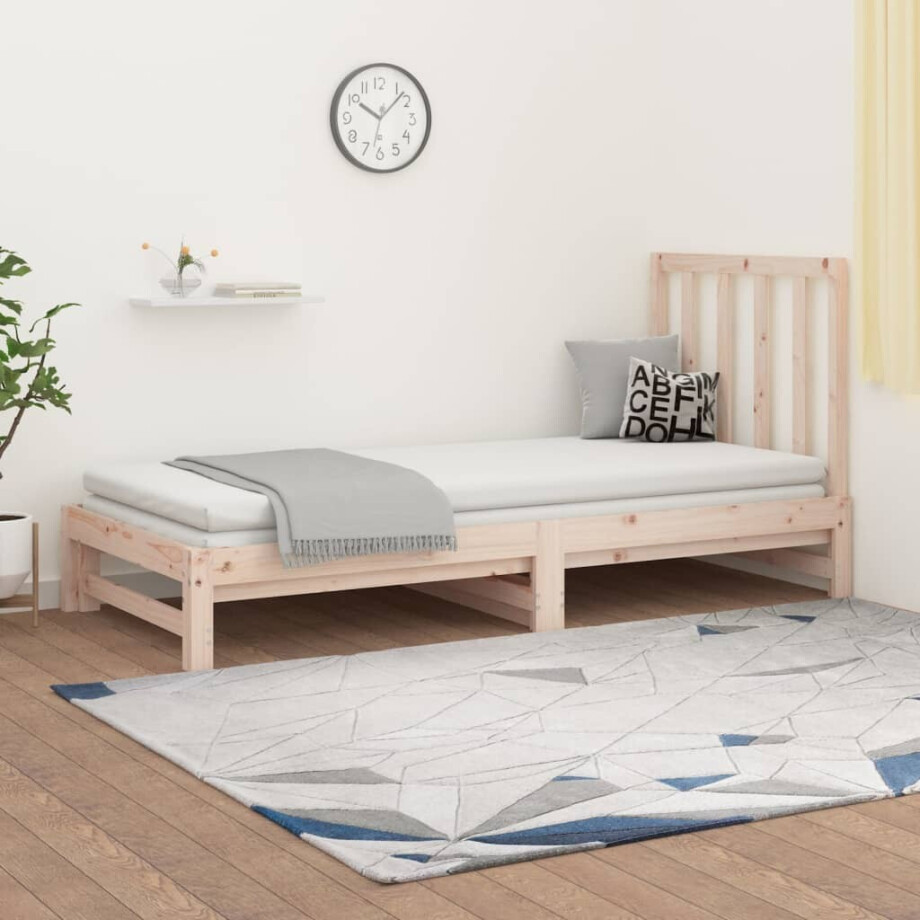 vidaXL Slaapbank uitschuifbaar massief grenenhout 2x(90x190) cm afbeelding 1