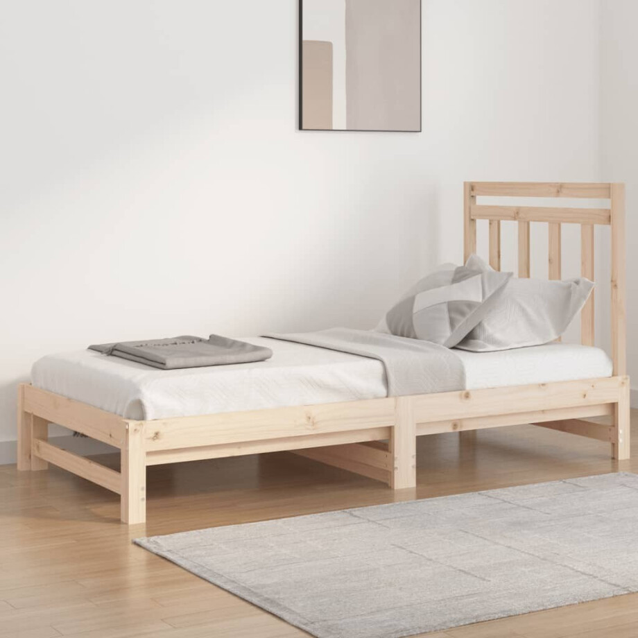 vidaXL Slaapbank uitschuifbaar massief grenenhout 2x(90x190) cm afbeelding 1