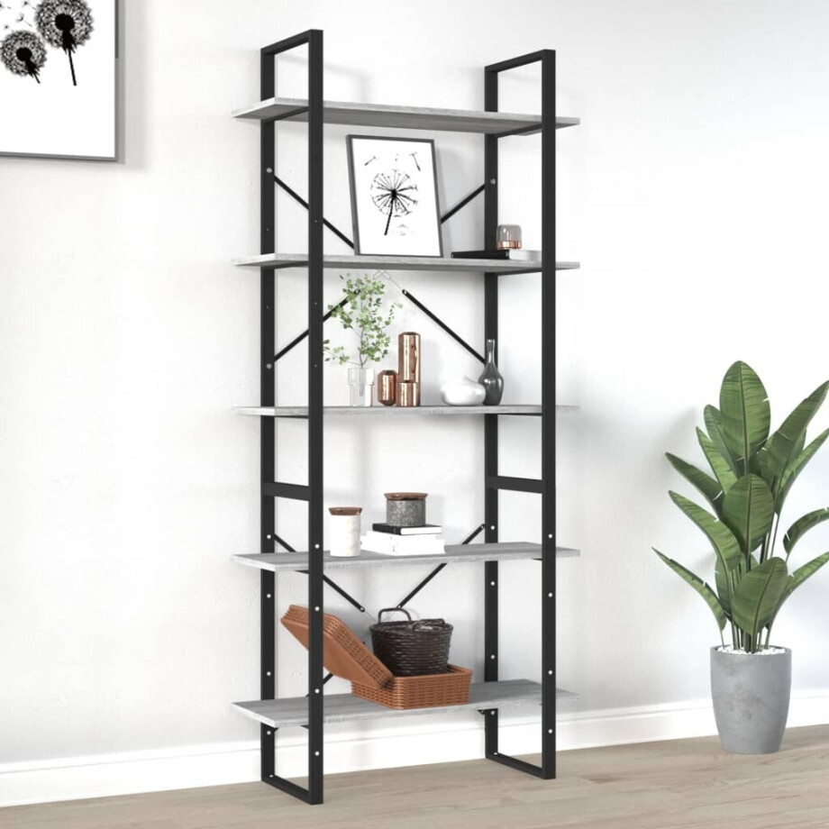 vidaXL Boekenkast 80x30x175 cm bewerkt hout grijs sonoma eikenkleurig vidaXL Boekenkast 80x30x175 cm bewerkt hout grijs sonoma eikenkleurig afbeelding 1