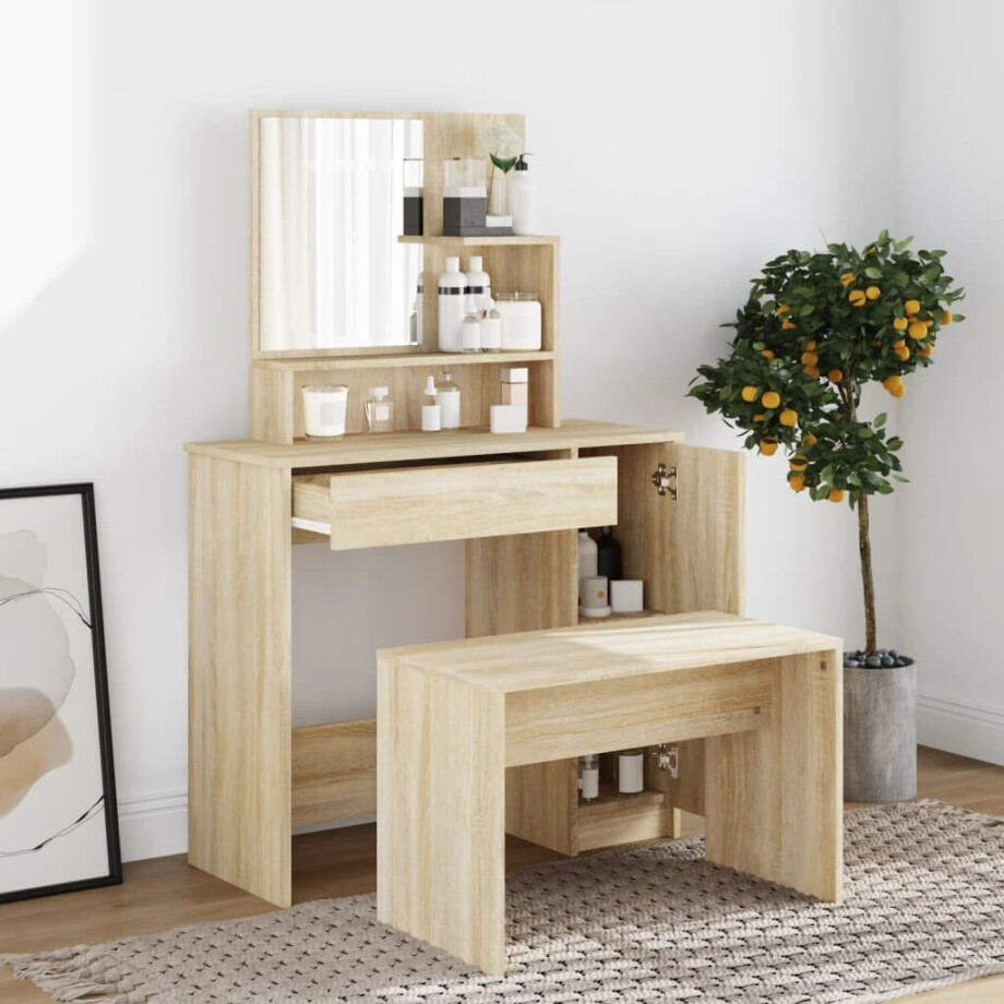 vidaXL Kaptafelset 86,5x35x136 cm sonoma eikenkleurig afbeelding 1