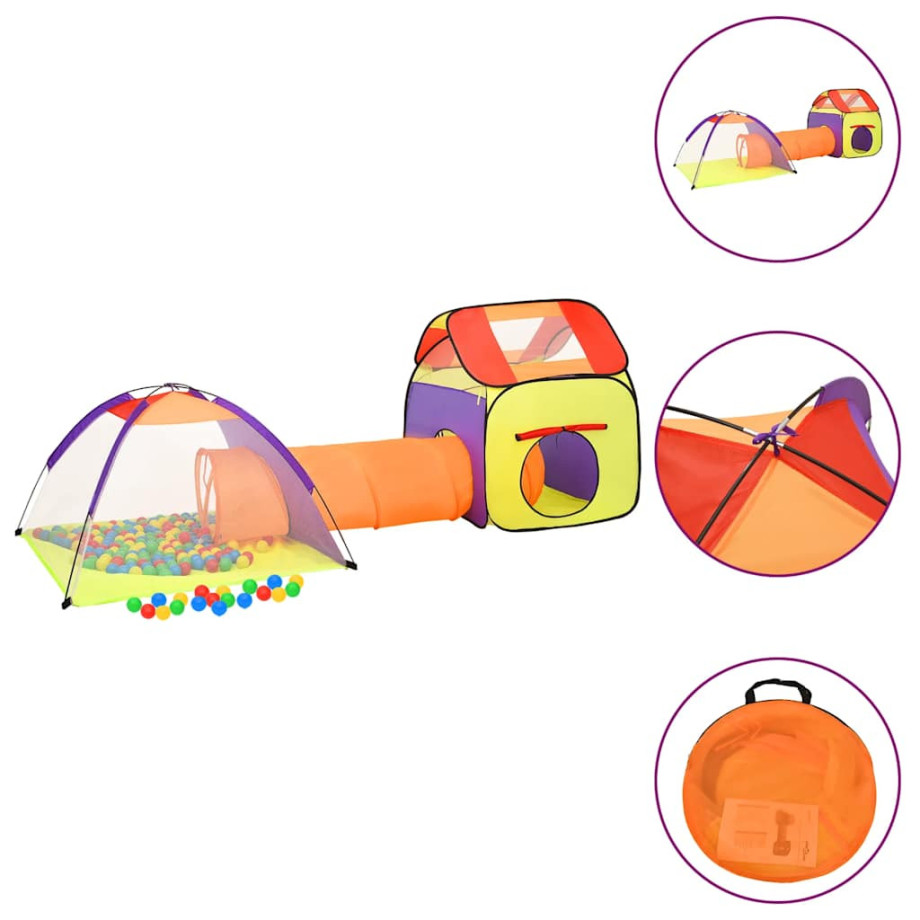 vidaXL Kinderspeeltent 338x123x111 cm meerkleurig afbeelding 1