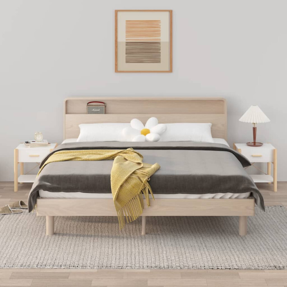 vidaXL Nachtkastjes 2 st 42x38x45 cm bewerkt hout wit afbeelding 1