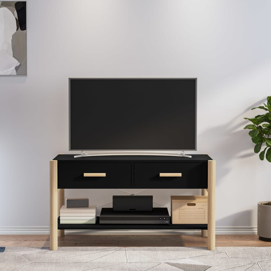vidaXL Tv-meubel 82x38x45 cm bewerkt hout zwart afbeelding 1
