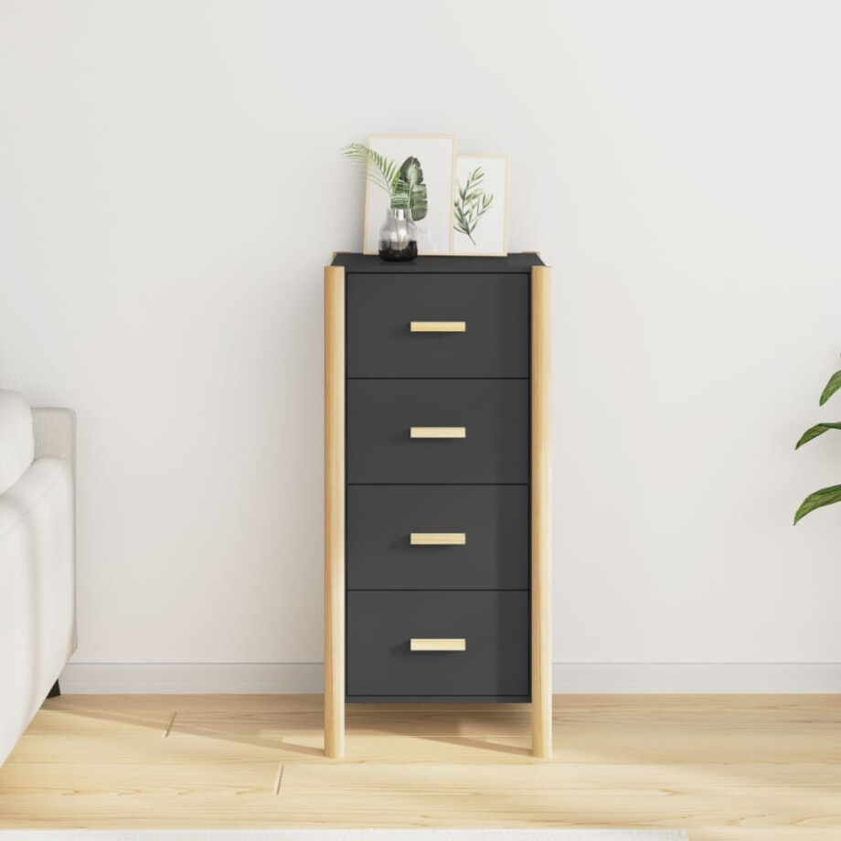 vidaXL Hoge kast 42x38x90 cm bewerkt hout zwart afbeelding 1