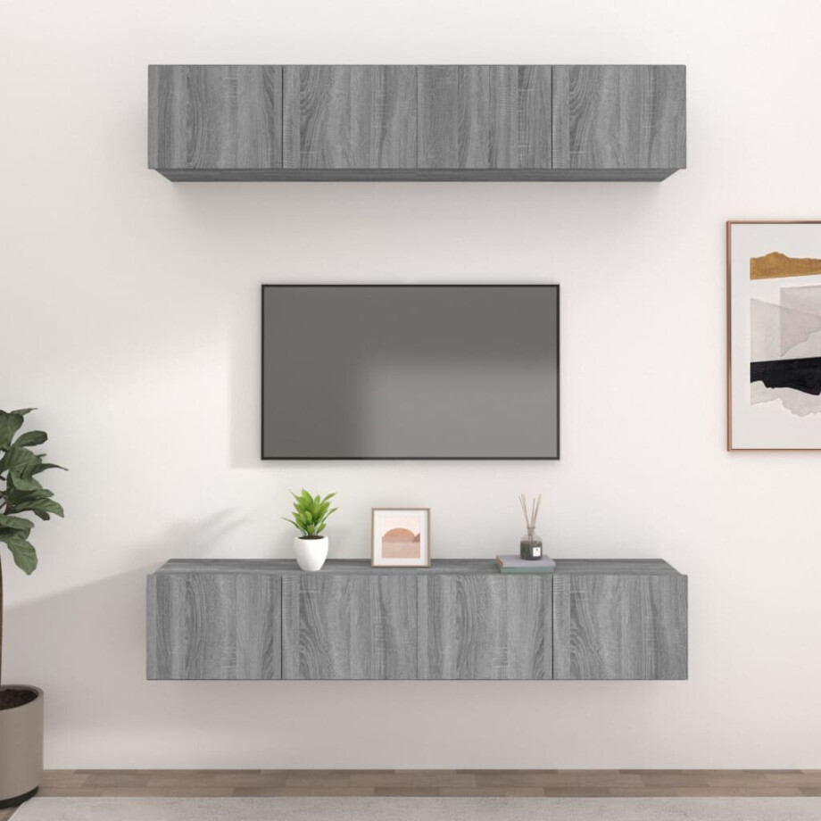 vidaXL Tv-meubelen 4 st 80x30x30 cm bewerkt hout grijs sonoma eiken afbeelding 1