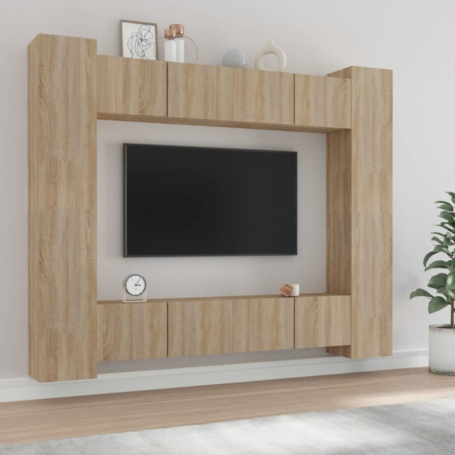 vidaXL 8-delige Tv-meubelset bewerkt hout sonoma eikenkleurig vidaXL 8-delige Tv-meubelset bewerkt hout sonoma eikenkleurig afbeelding 1