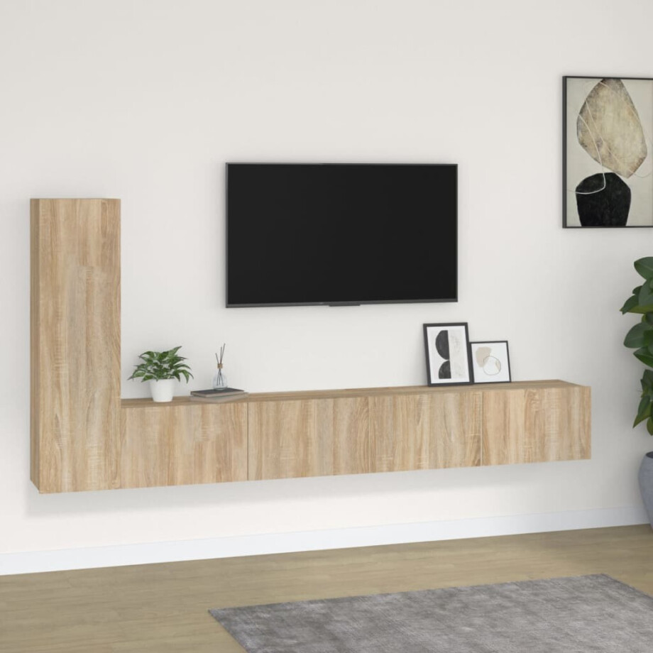 vidaXL 3-delige Tv-meubelset bewerkt hout sonoma eikenkleurig afbeelding 1