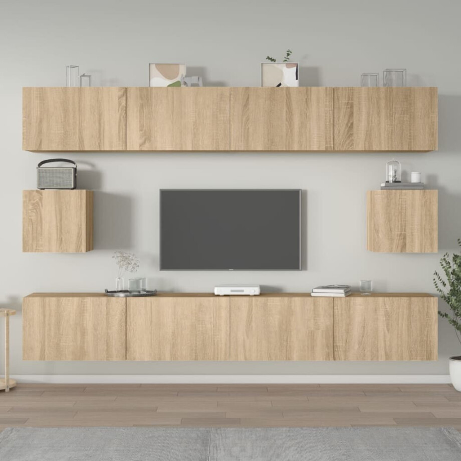 vidaXL 6-delige Tv-meubelset bewerkt hout sonoma eikenkleurig vidaXL 6-delige Tv-meubelset bewerkt hout sonoma eikenkleurig afbeelding 1