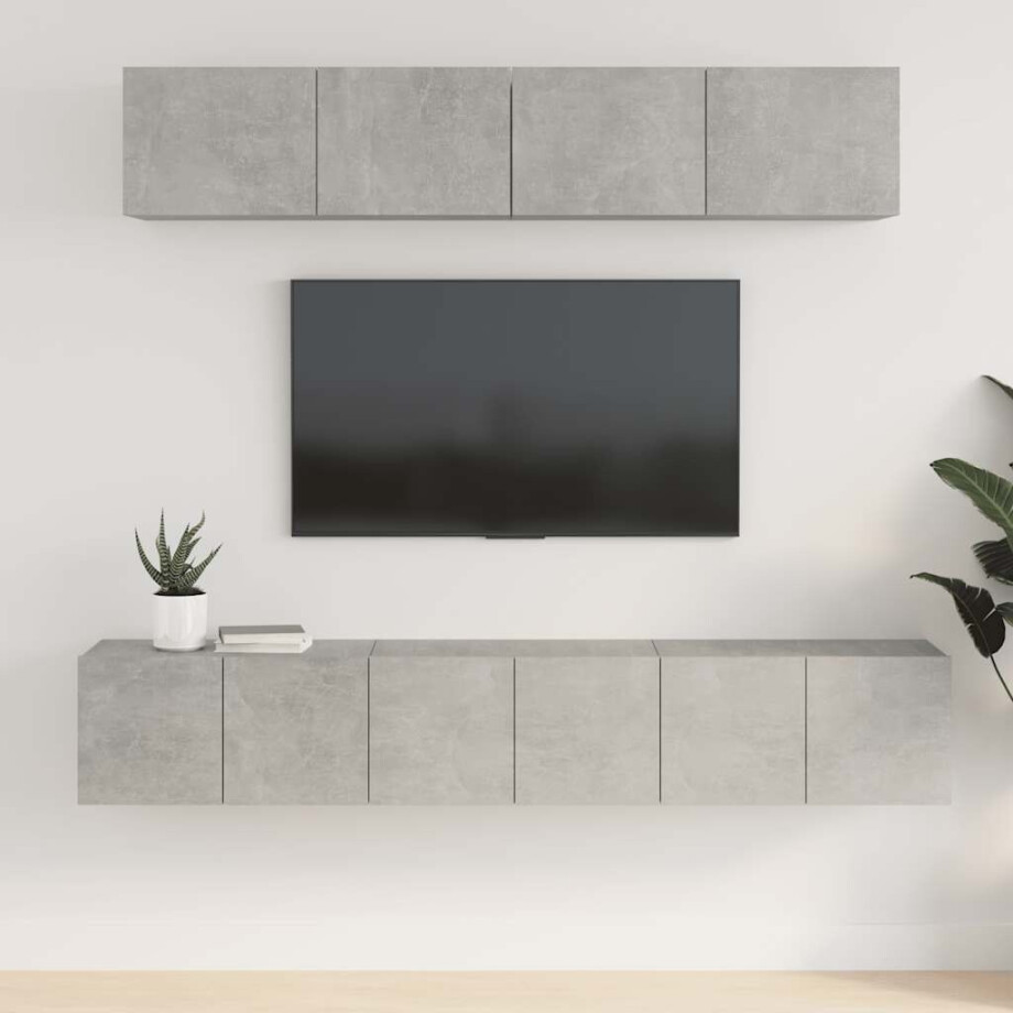 vidaXL 5-delige Tv-meubelset bewerkt hout betongrijs vidaXL 5-delige Tv-meubelset bewerkt hout betongrijs afbeelding 1