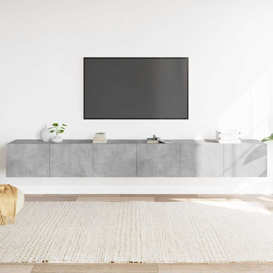vidaXL 3-delige Tv-meubelset bewerkt hout betongrijs vidaXL 3-delige Tv-meubelset bewerkt hout betongrijs afbeelding 1