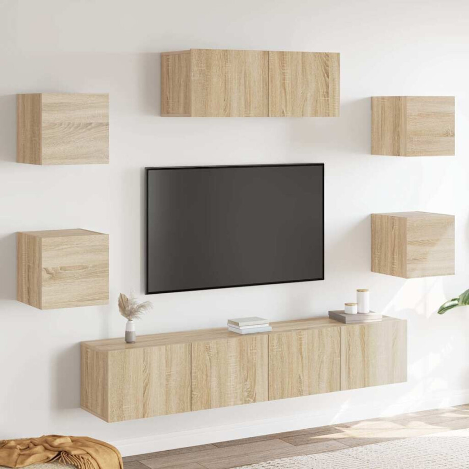 vidaXL 7-delige Tv-meubelset bewerkt hout sonoma eikenkleurig afbeelding 1