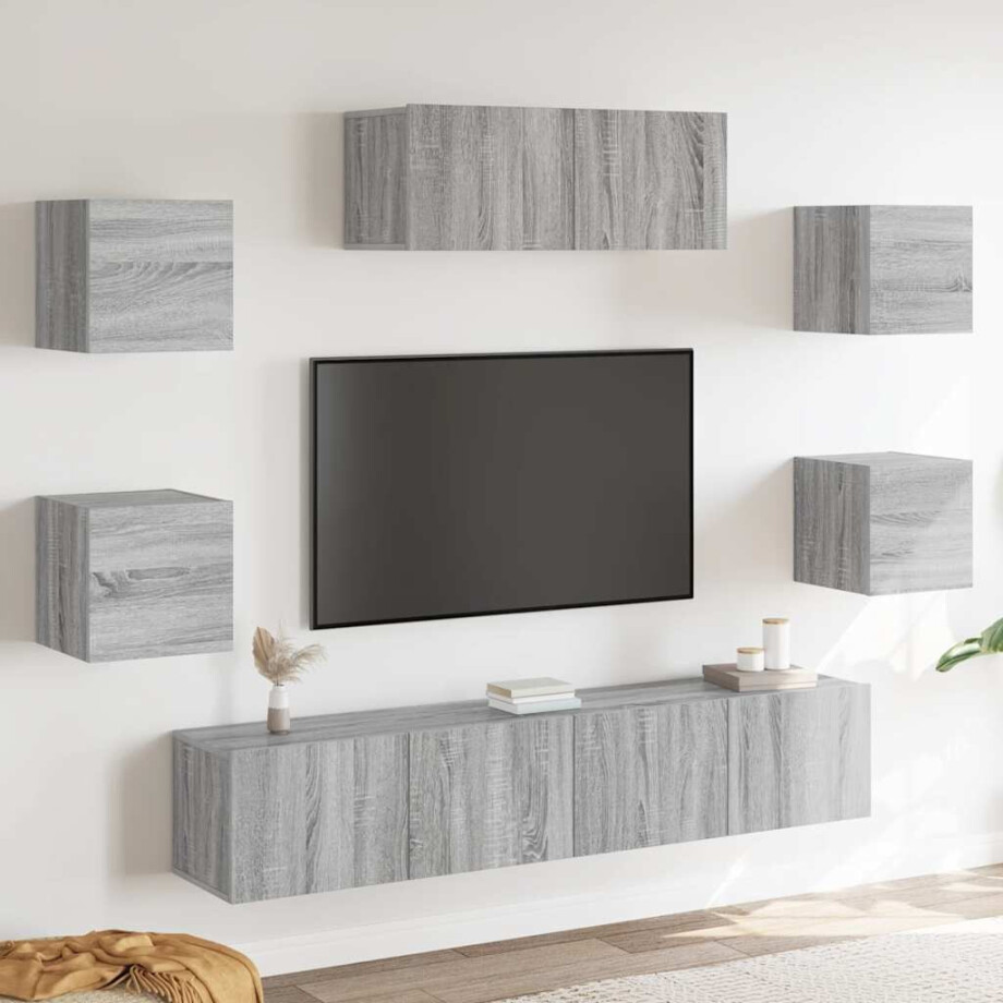 vidaXL 7-delige Tv-meubelset bewerkt hout grijs sonoma eikenkleurig vidaXL 7-delige Tv-meubelset bewerkt hout grijs sonoma eikenkleurig afbeelding 1
