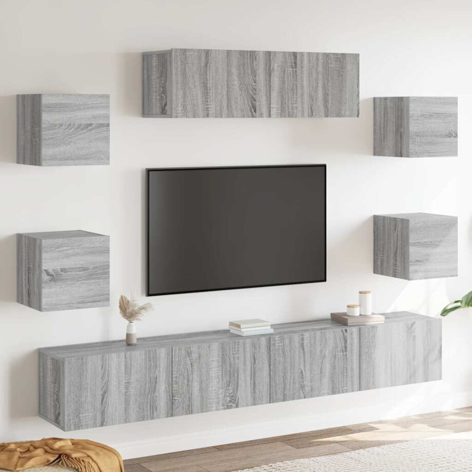 vidaXL 7-delige Tv-meubelset bewerkt hout grijs sonoma eikenkleurig vidaXL 7-delige Tv-meubelset bewerkt hout grijs sonoma eikenkleurig afbeelding 1