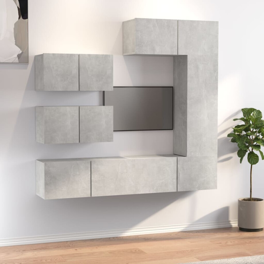 vidaXL 6-delige Tv-meubelset bewerkt hout betongrijs vidaXL 6-delige Tv-meubelset bewerkt hout betongrijs afbeelding 1