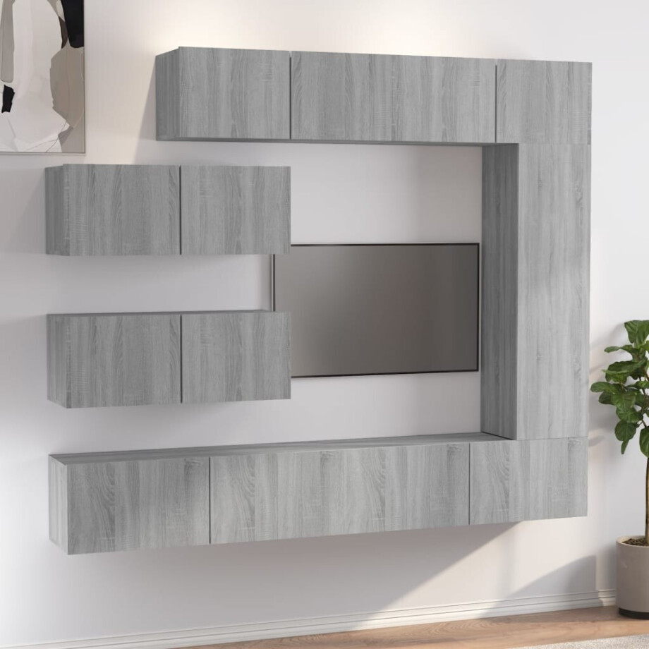 vidaXL 7-delige Tv-meubelset bewerkt hout grijs sonoma eikenkleurig vidaXL 7-delige Tv-meubelset bewerkt hout grijs sonoma eikenkleurig afbeelding 1