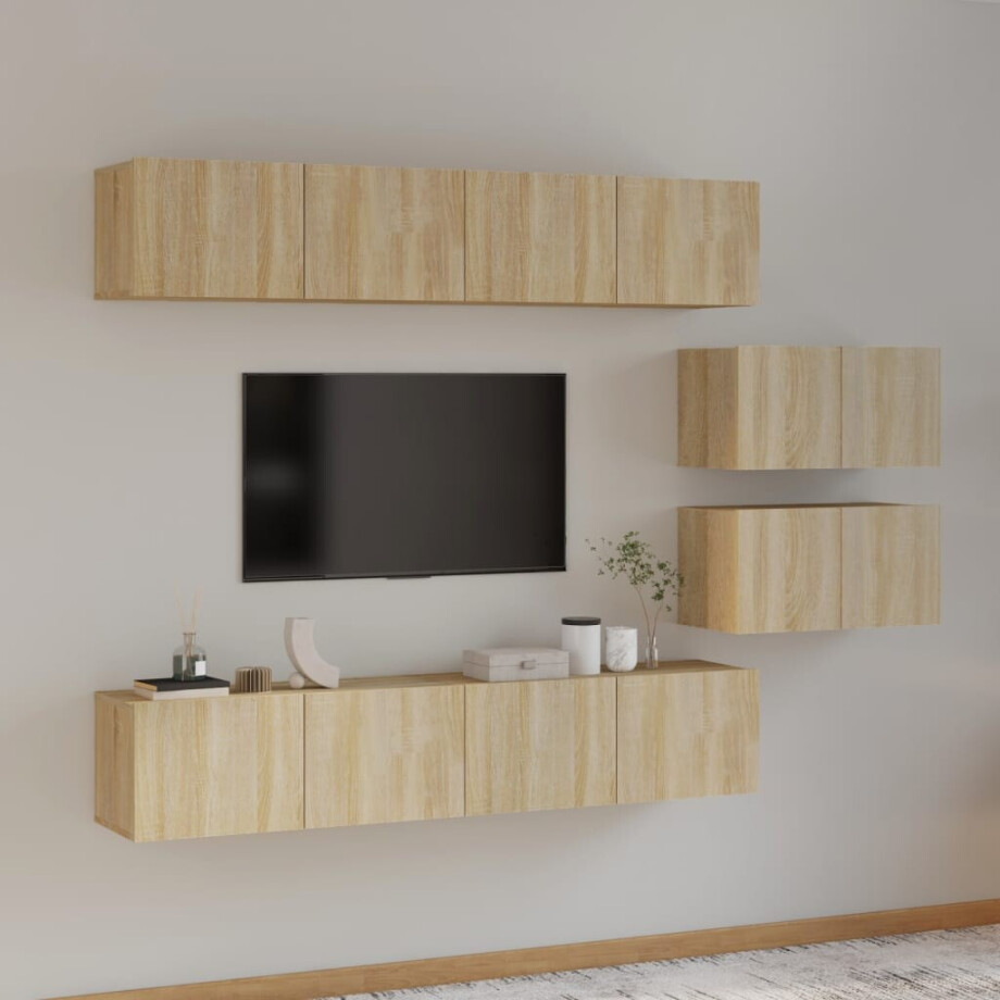 vidaXL 6-delige Tv-meubelset bewerkt hout sonoma eikenkleurig afbeelding 1