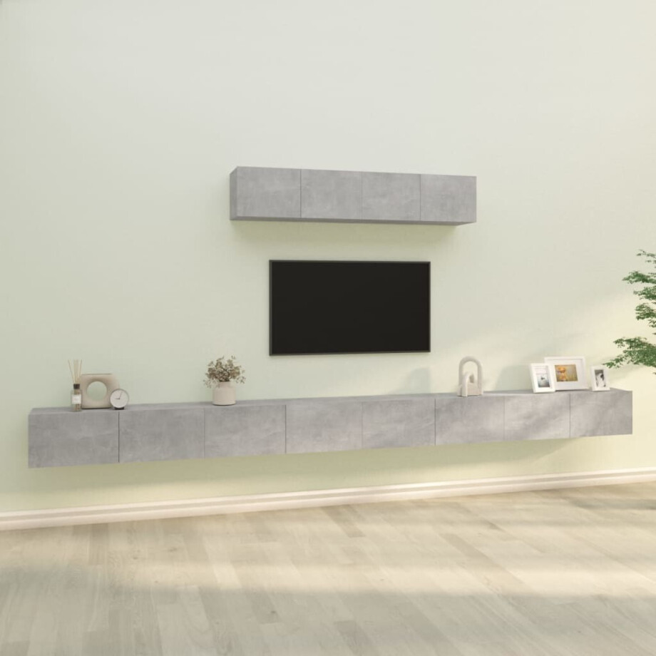 vidaXL 6-delige Tv-meubelset bewerkt hout betongrijs afbeelding 1
