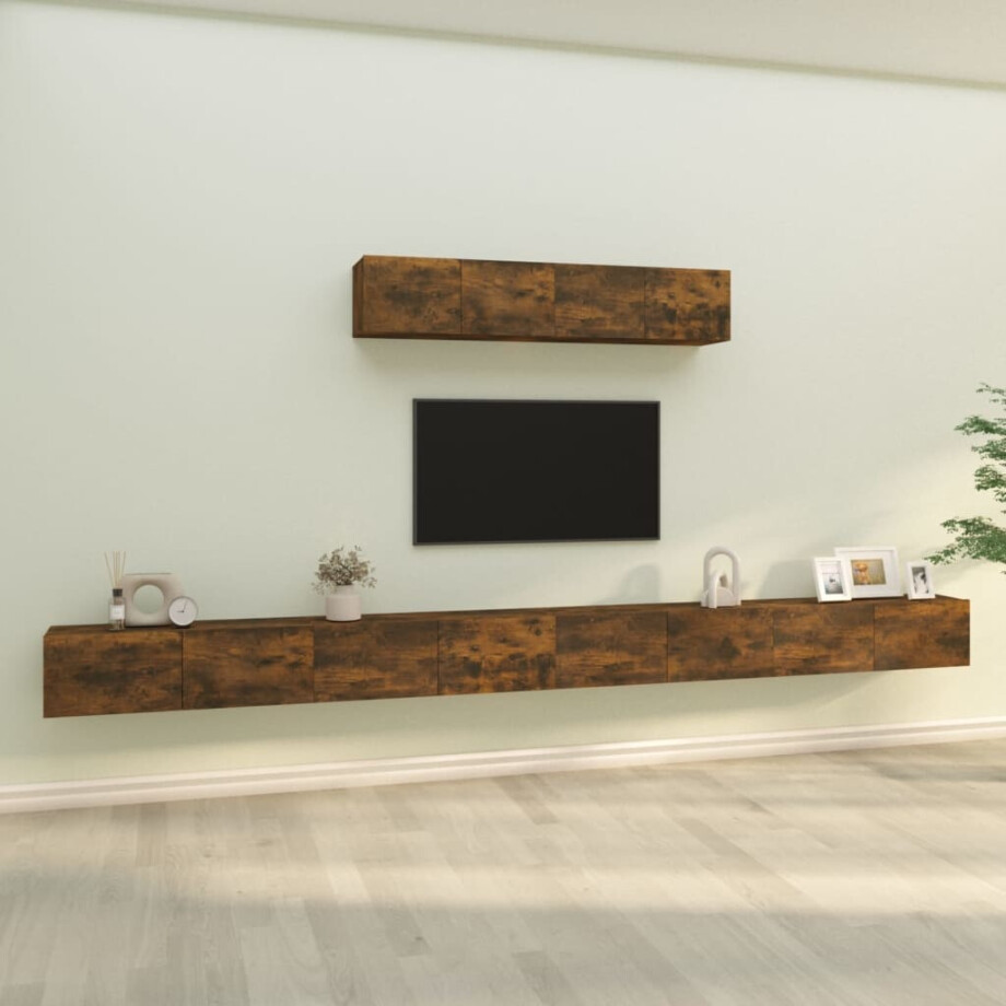 vidaXL 6-delige Tv-meubelset bewerkt hout gerookt eikenkleurig vidaXL 6-delige Tv-meubelset bewerkt hout gerookt eikenkleurig afbeelding 1