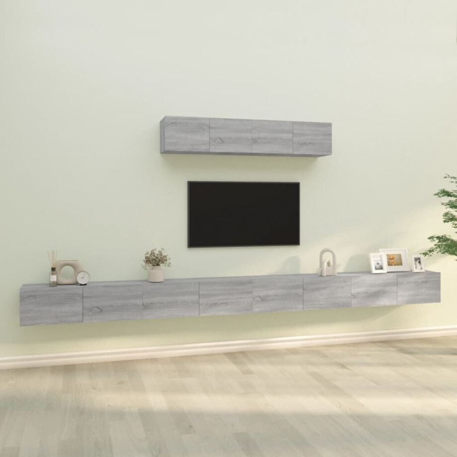 vidaXL 6-delige Tv-meubelset bewerkt hout grijs sonoma eikenkleurig afbeelding 1