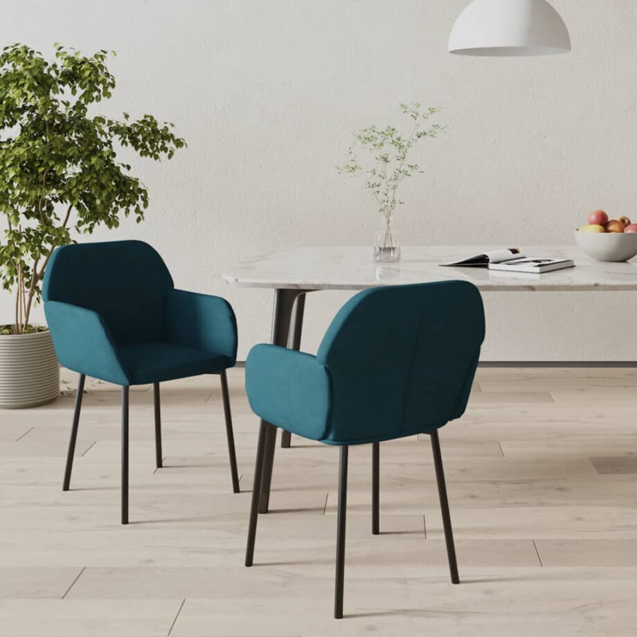 vidaXL Eetkamerstoelen 2 st fluweel blauw afbeelding 1