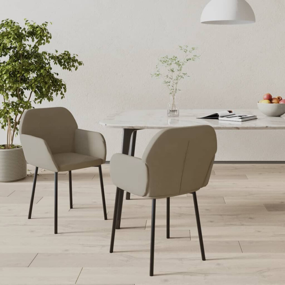 vidaXL Eetkamerstoelen 2 st fluweel lichtgrijs vidaXL Eetkamerstoelen 2 st fluweel lichtgrijs afbeelding 1