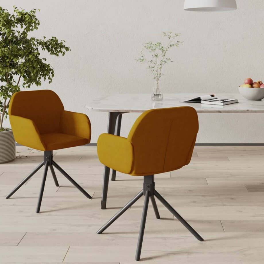 vidaXL Eetkamerstoelen draaibaar 2 st fluweel bruin afbeelding 1