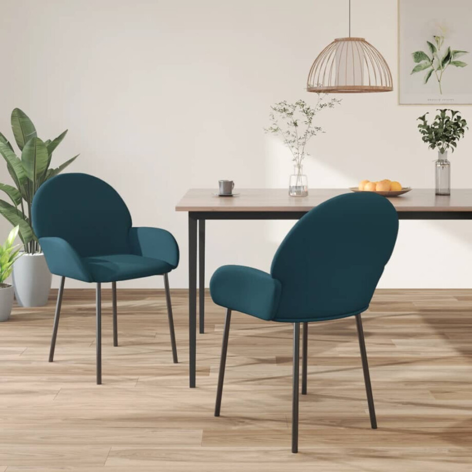 vidaXL Eetkamerstoelen 2 st fluweel blauw afbeelding 1
