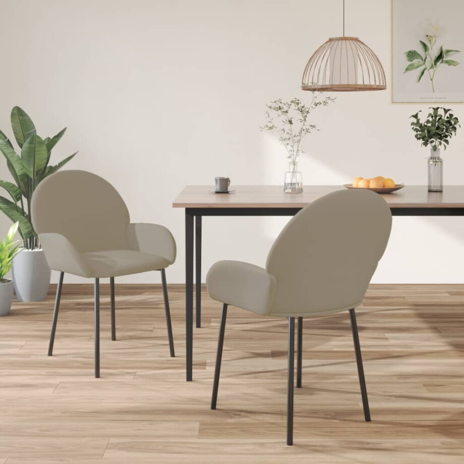 vidaXL Eetkamerstoelen 2 st fluweel lichtgrijs vidaXL Eetkamerstoelen 2 st fluweel lichtgrijs afbeelding 1