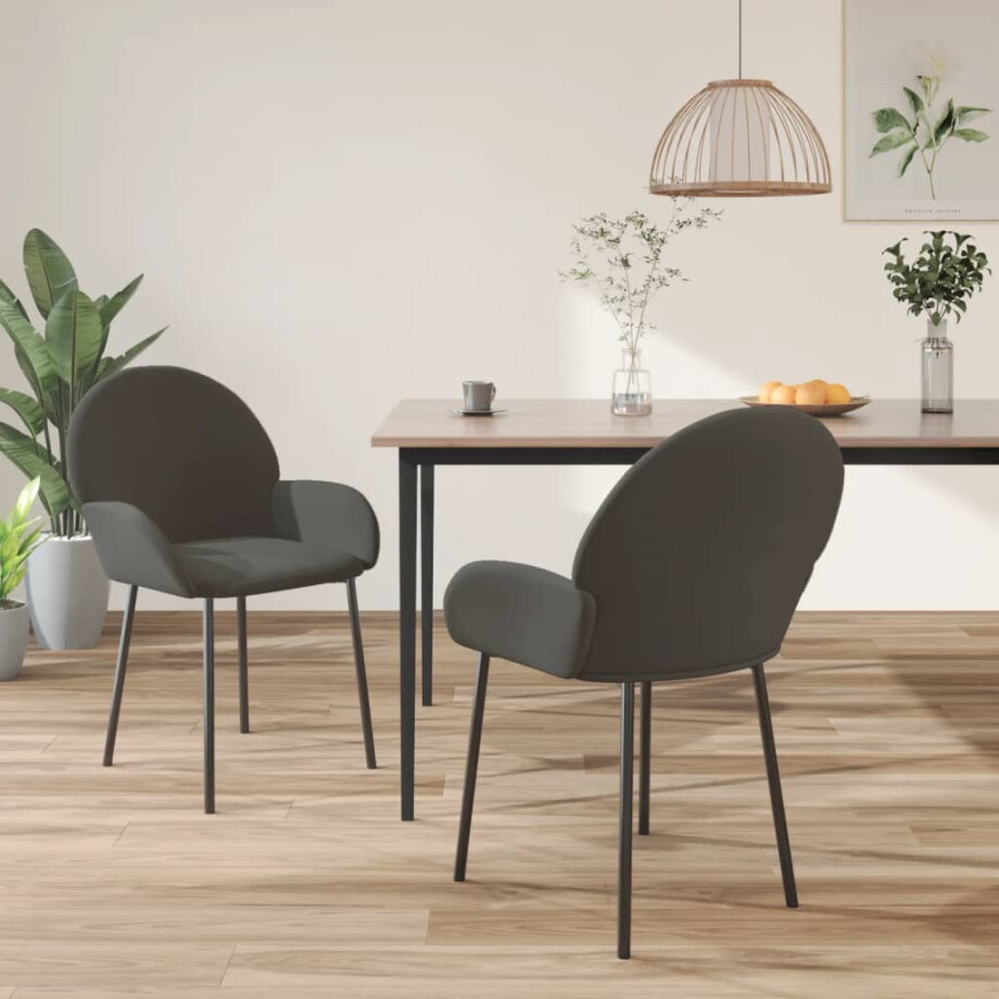 vidaXL Eetkamerstoelen 2 st fluweel donkergrijs afbeelding 1
