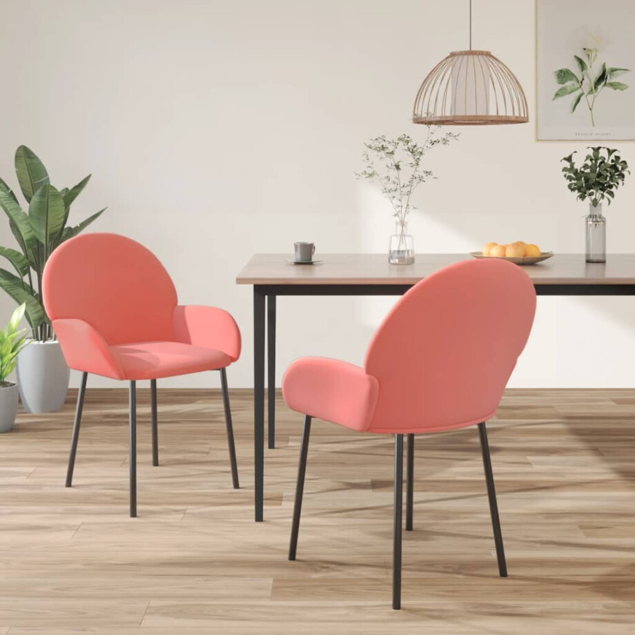 vidaXL Eetkamerstoelen 2 st fluweel roze vidaXL Eetkamerstoelen 2 st fluweel roze afbeelding 1