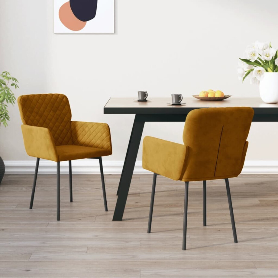 vidaXL Eetkamerstoelen 2 st fluweel bruin afbeelding 1