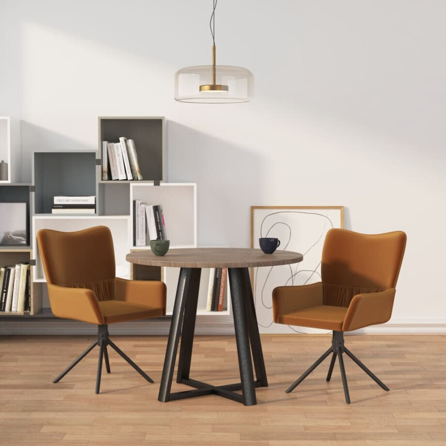 vidaXL Eetkamerstoelen draaibaar 2 st fluweel bruin afbeelding 1