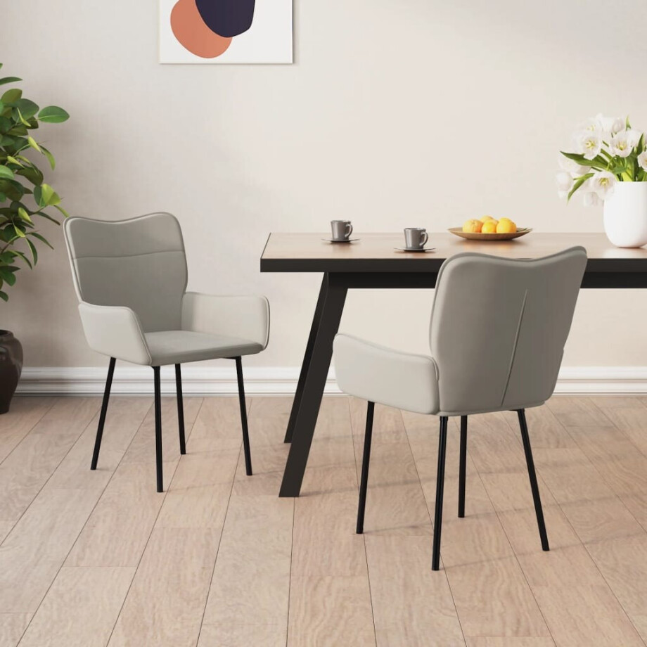 vidaXL Eetkamerstoelen 2 st fluweel lichtgrijs vidaXL Eetkamerstoelen 2 st fluweel lichtgrijs afbeelding 1