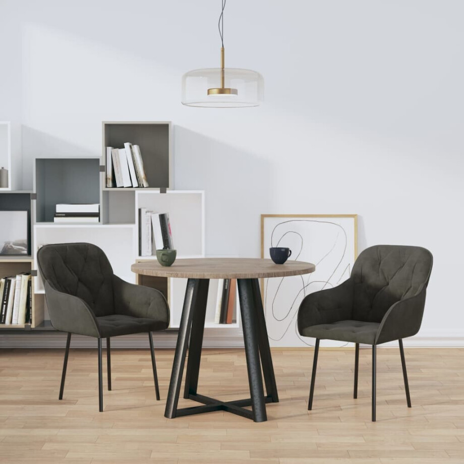vidaXL Eetkamerstoelen 2 st fluweel donkergrijs afbeelding 1
