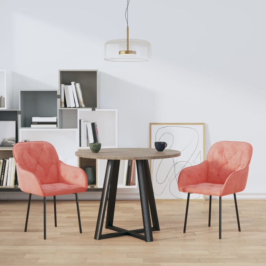 vidaXL Eetkamerstoelen 2 st fluweel roze vidaXL Eetkamerstoelen 2 st fluweel roze afbeelding 1