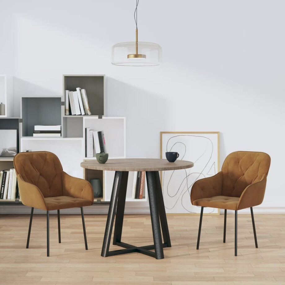 vidaXL Eetkamerstoelen 2 st fluweel bruin vidaXL Eetkamerstoelen 2 st fluweel bruin afbeelding 1