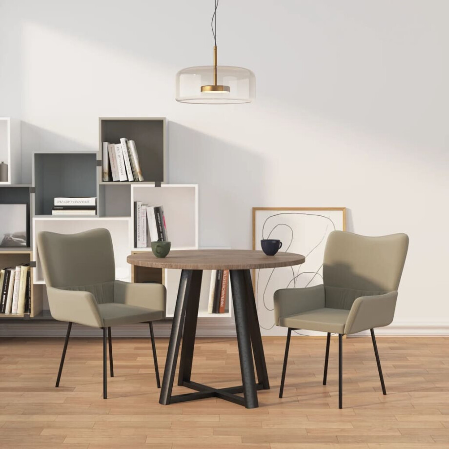 vidaXL Eetkamerstoelen 2 st fluweel lichtgrijs vidaXL Eetkamerstoelen 2 st fluweel lichtgrijs afbeelding 1