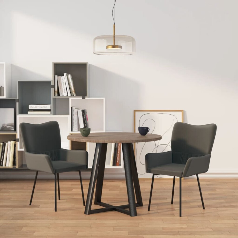 vidaXL Eetkamerstoelen 2 st fluweel donkergrijs afbeelding 1