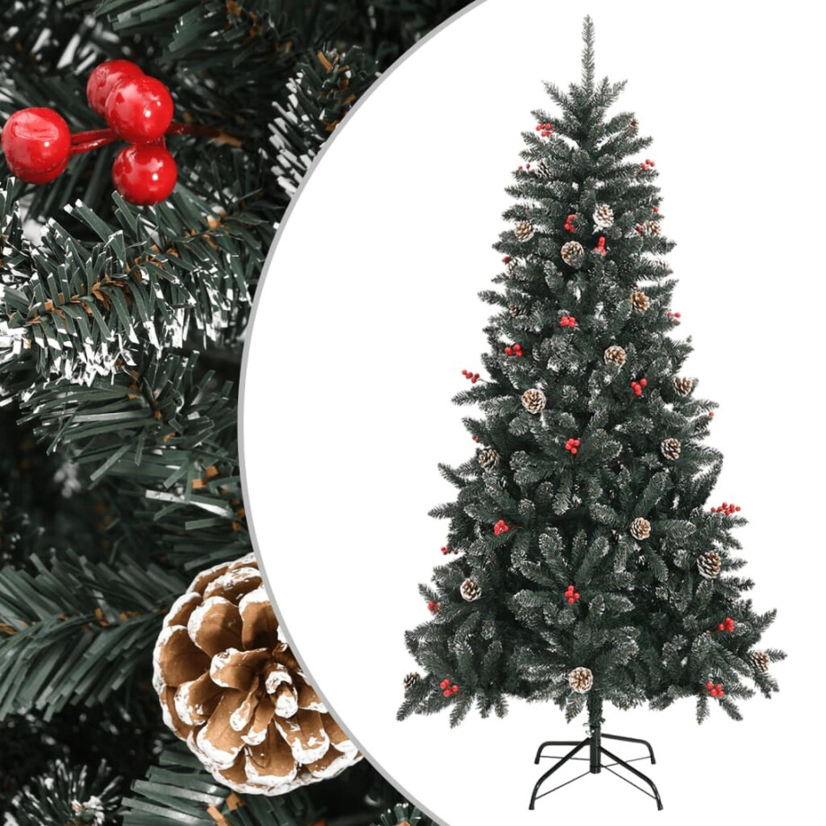 vidaXL Kunstkerstboom met standaard 210 cm PVC groen afbeelding 1