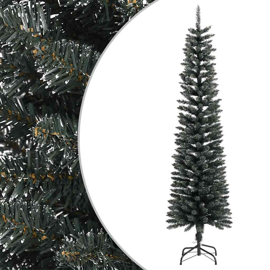 vidaXL Kunstkerstboom met standaard smal 180 cm PVC groen afbeelding 1