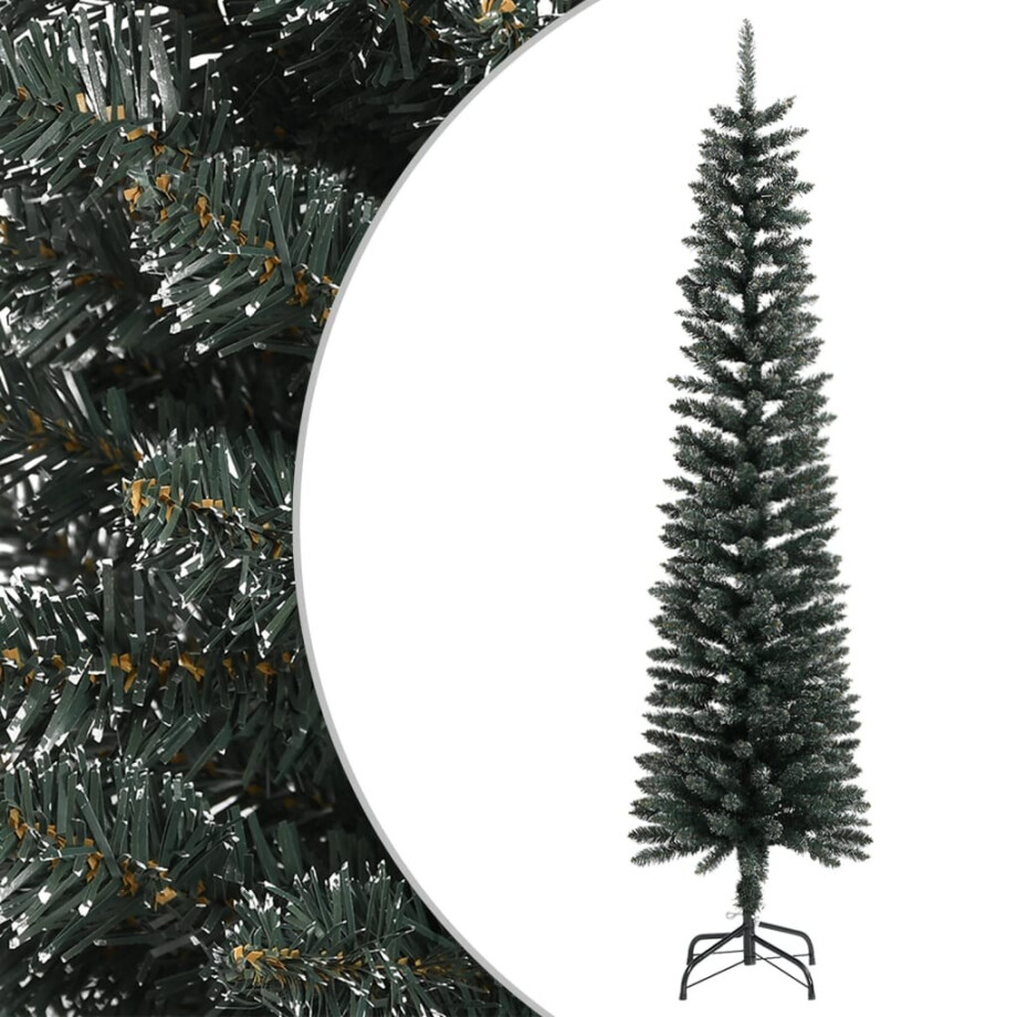 vidaXL Kunstkerstboom met standaard smal 210 cm PVC groen afbeelding 1