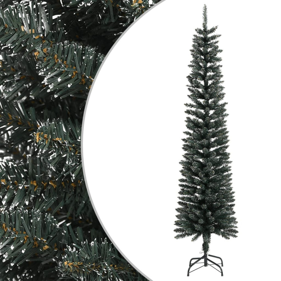 vidaXL Kunstkerstboom met standaard smal 240 cm PVC groen afbeelding 1