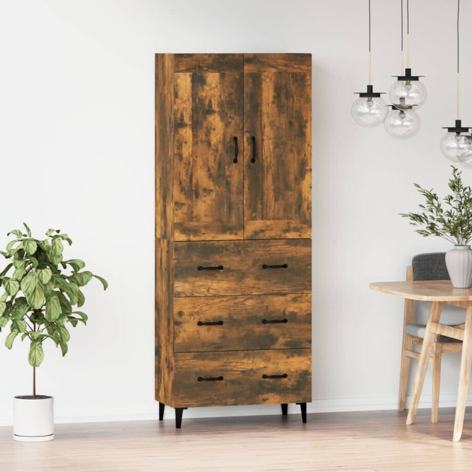 vidaXL Hoge kast bewerkt hout gerookt eikenkleurig afbeelding 1