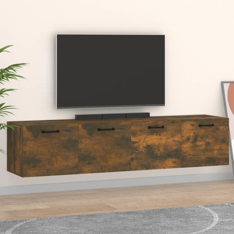 vidaXL Wandkasten 2 st 60x36,5x35 cm bewerkt hout gerookt eikenkleurig afbeelding 1